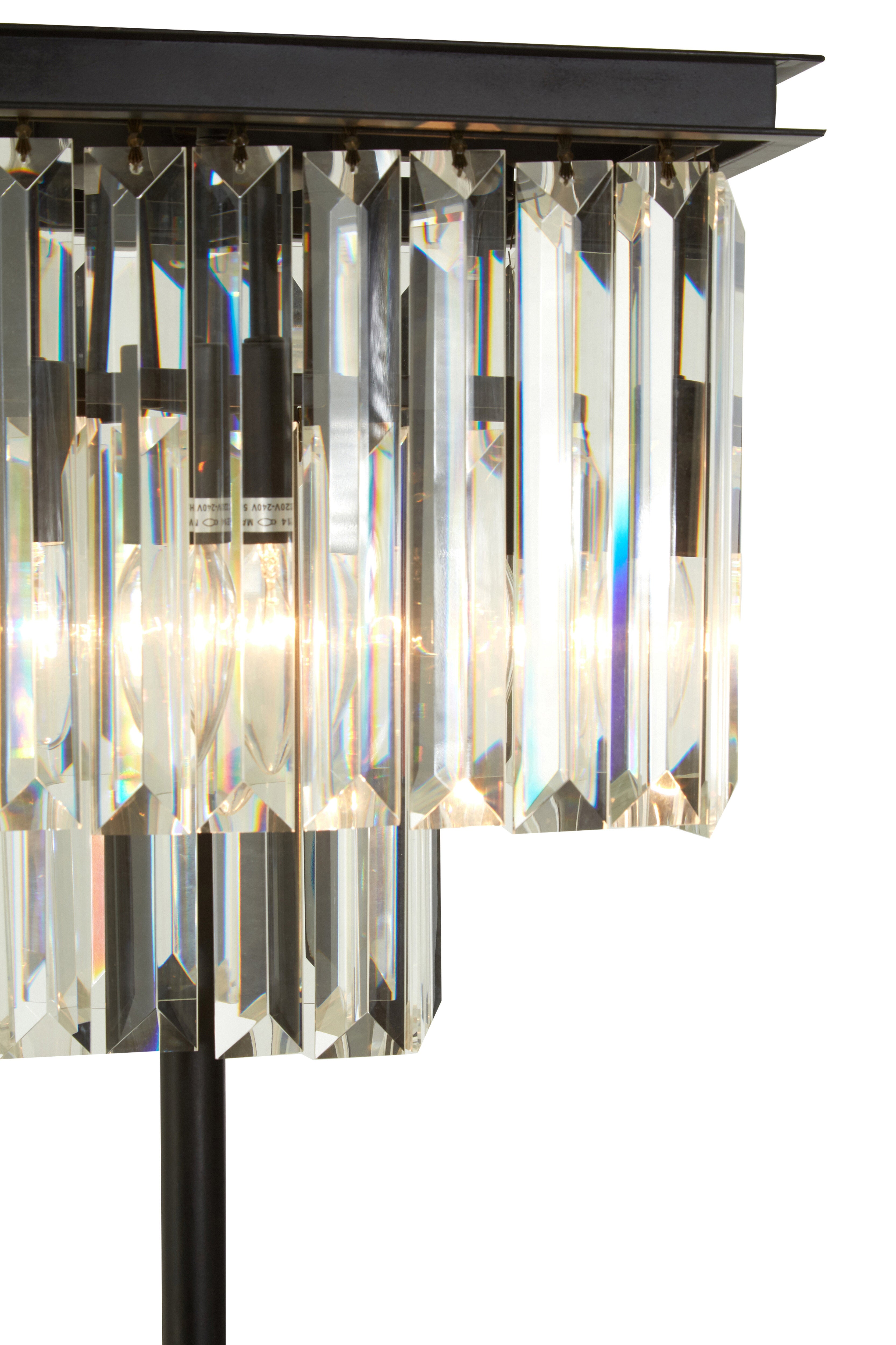 Candace Townhouse Black Iron & Crystal Glass Table Lamp